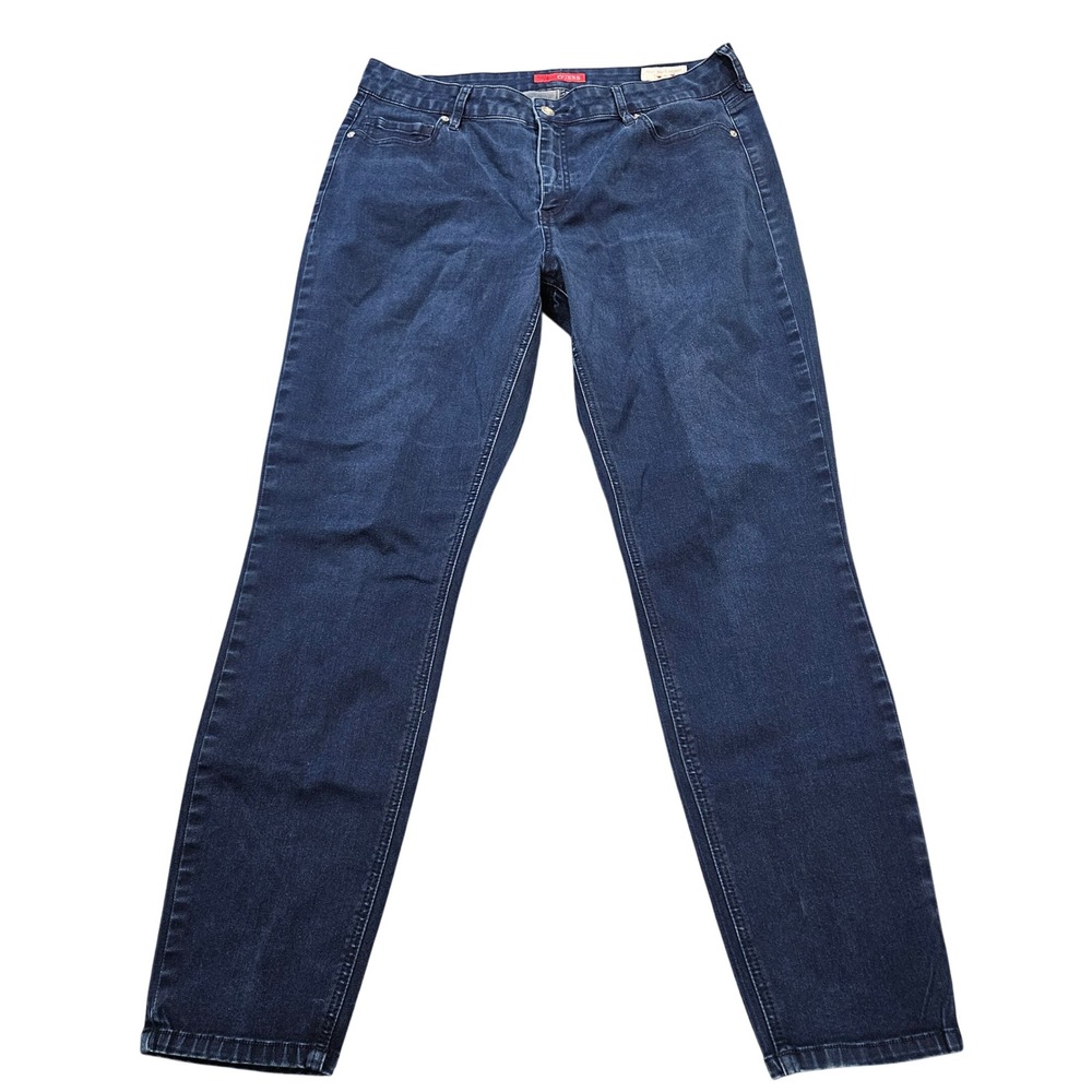 Guess High Waist Skinny Fabiana Fit Jeans Dark Wash Blue Womens 34 33"